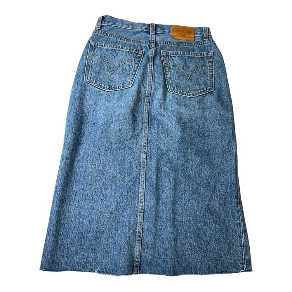 LEVI’S WOMEN DECONSTRUCTED MIDI SKIRT  Blue Denim size 26 US Equivalent: Small - Picture 6 of 12